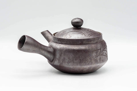 Japanese Kyusu - Floral Engraved Banko-yaki Debeso Teapot - 250ml - Tezumi