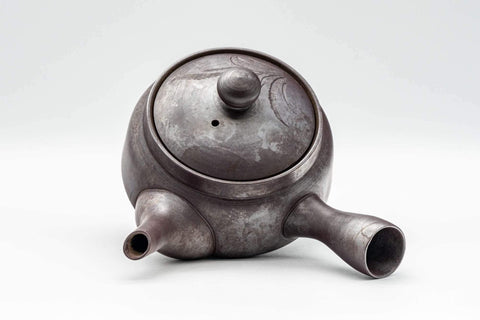 Japanese Kyusu - Floral Engraved Banko-yaki Debeso Teapot - 250ml - Tezumi