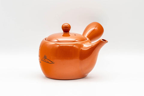 Japanese Kyusu - Engraved Landscape Tokoname-yaki Teapot - 325ml - Tezumi