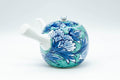 Japanese Tea Set - Blue Green Floral Arita-yaki Debeso Kyusu Teapot with 4 Yunomi Teacups - Tezumi