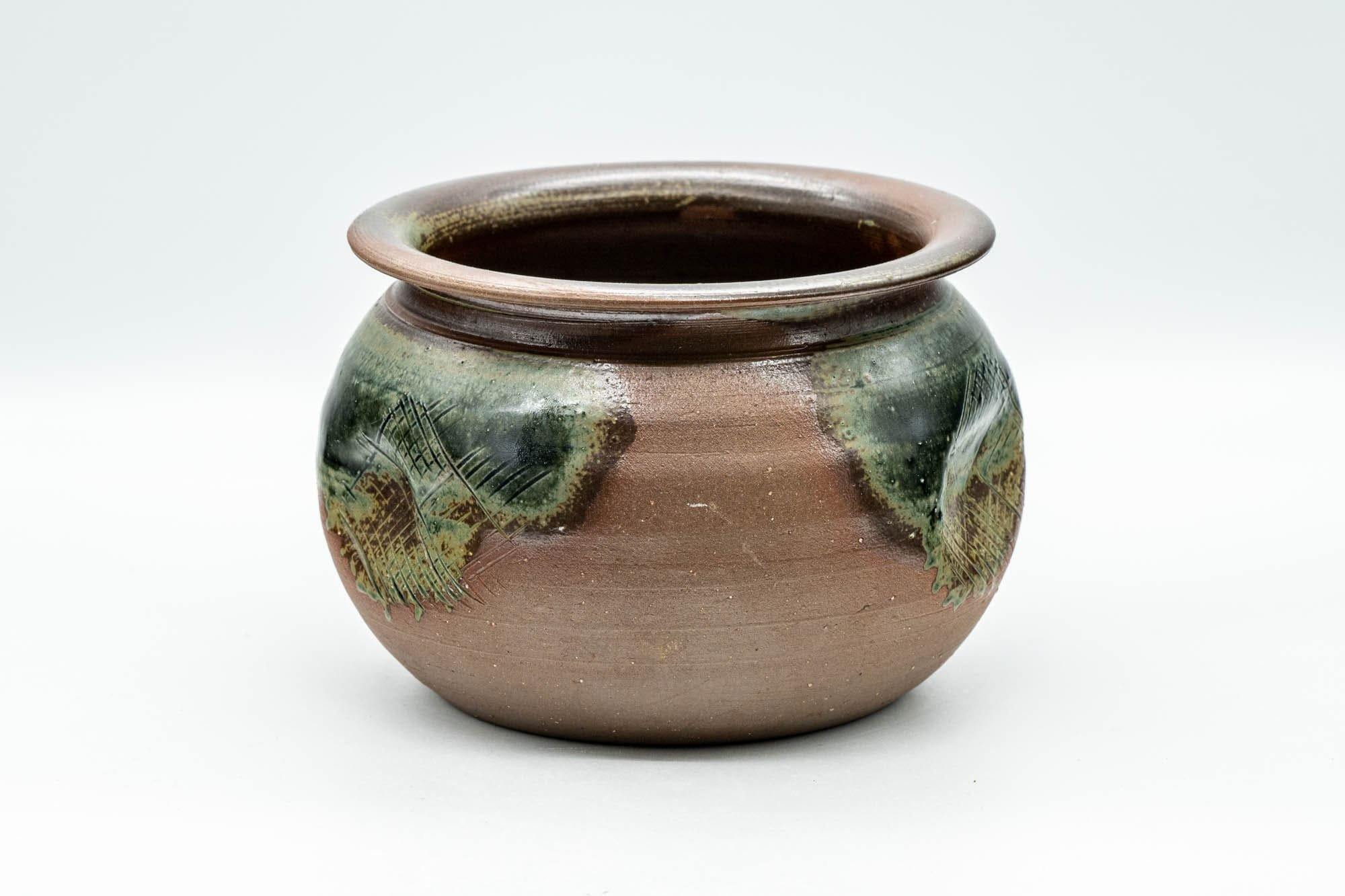 Japanese Kensui - Green Glazed Thumb Indented Water Bowl - 700ml - Tezumi