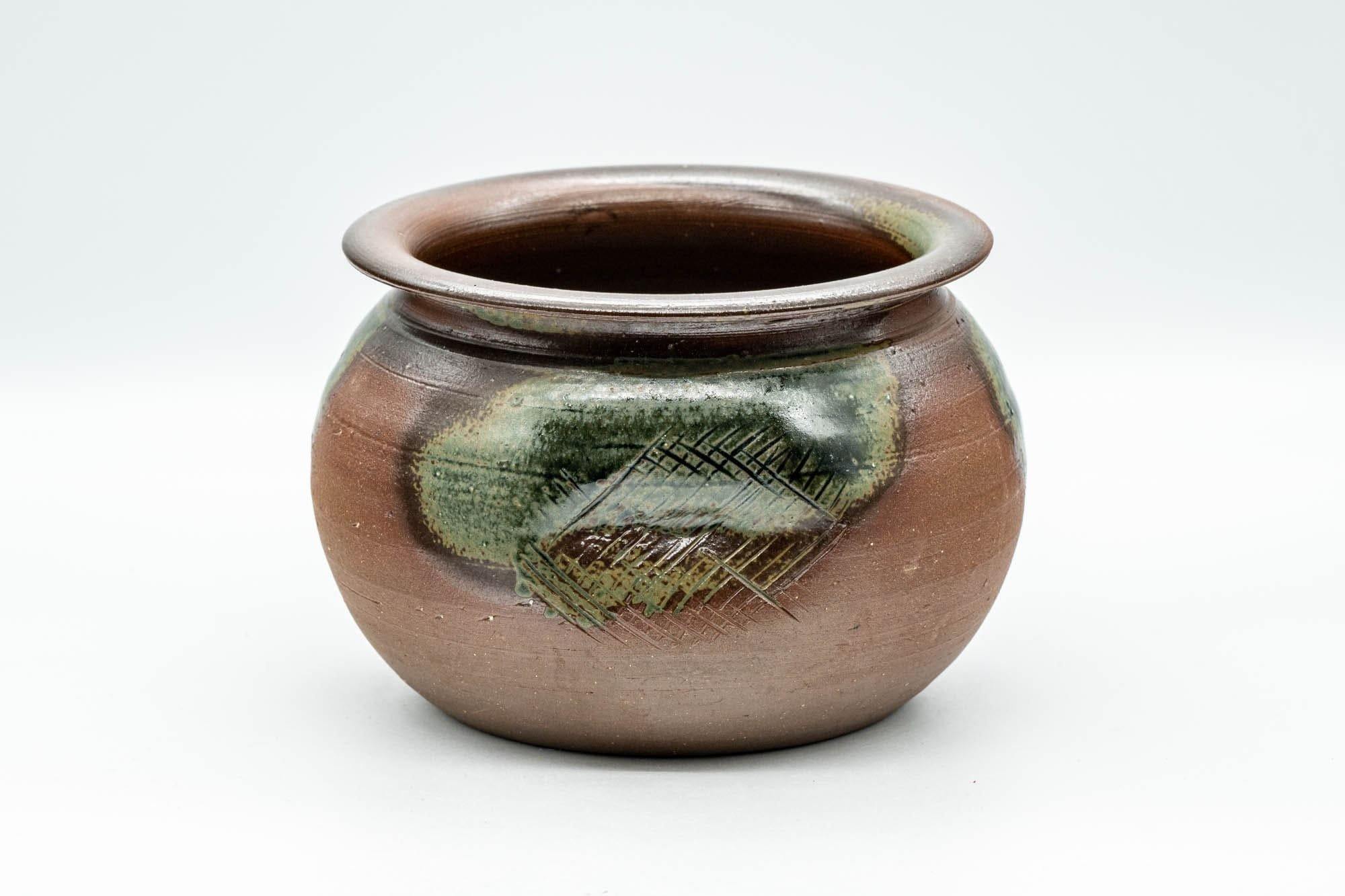 Japanese Kensui - Green Glazed Thumb Indented Water Bowl - 700ml - Tezumi