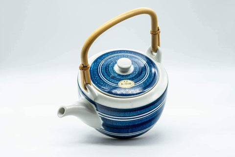 Japanese Dobin - Blue and White Striped Top-Handled Teapot - 380ml - Tezumi