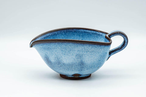 Tezumi — Japanese Yuzamashi - Blue Shino Glazed Ushirode Water Cooler - 150ml — three-quarter view
