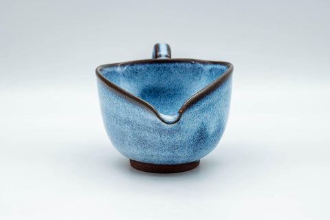 Tezumi — Japanese Yuzamashi - Blue Shino Glazed Ushirode Water Cooler - 150ml — front view from another angle