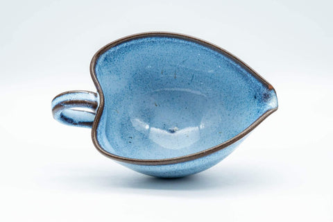 Tezumi — Japanese Yuzamashi - Blue Shino Glazed Ushirode Water Cooler - 150ml — tipped to show the interior