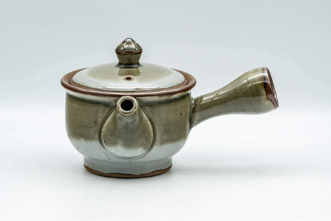 Japanese Tea Set - Green Grey Do-ake Kyusu Teapot and 4 Yunomi Teacups - Tezumi