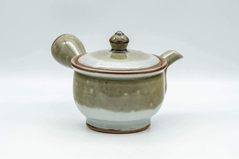 Japanese Tea Set - Green Grey Do-ake Kyusu Teapot and 4 Yunomi Teacups - Tezumi