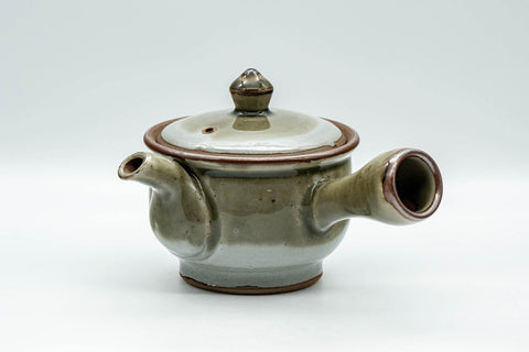 Japanese Tea Set - Green Grey Do-ake Kyusu Teapot and 4 Yunomi Teacups - Tezumi