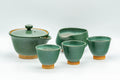 Tezumi — Japanese Tea Set - Houhin Teapot, Katakuchi Water Cooler, and 3 Yunomi Teacups — the full set arranged together