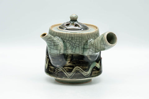 Japanese Tea Set - Double-walled Obori Soma-yaki Kyusu Teapot and 2 Yunomi Teacups - Tezumi