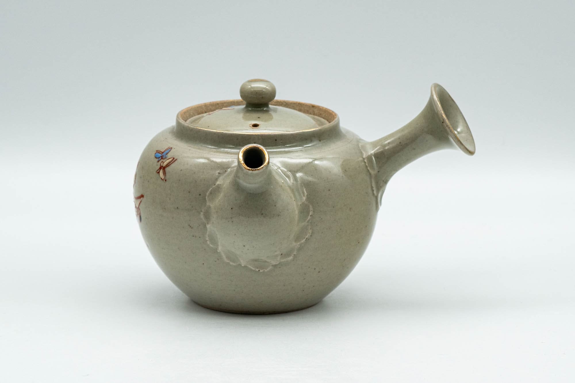 Japanese Tea Set - Banko-yaki Butterflies Kyusu Teapot and 2 Yunomi Teacups