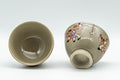 Japanese Tea Set - Banko-yaki Butterflies Kyusu Teapot and 2 Yunomi Teacups - the two yunomi teacups, one upright and one on its side
