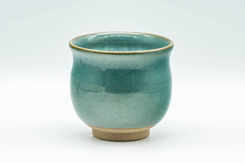 Tezumi — Japanese Teacup - Ceramic Fish Pet Green Glazed Yunomi - 150ml — front view from another angle