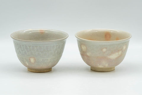 Tezumi — Japanese Teacups - Pair of Gohonte Hagi-yaki Yunomi - 120ml — front view
