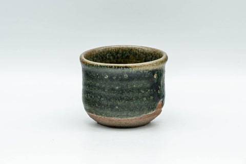 Tezumi — Japanese Teacup - Green Hare's Fur Glazed Guinomi - 50ml — front view from another angle