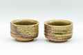 Tezumi — Japanese Teacups - Pair of Green Ash Glazed Shigaraki-yaki Guinomi - 40ml — front view