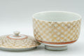 Japanese Teacup - Geometric Gold Kutani-yaki Lidded Yunomi - 100ml - Tezumi