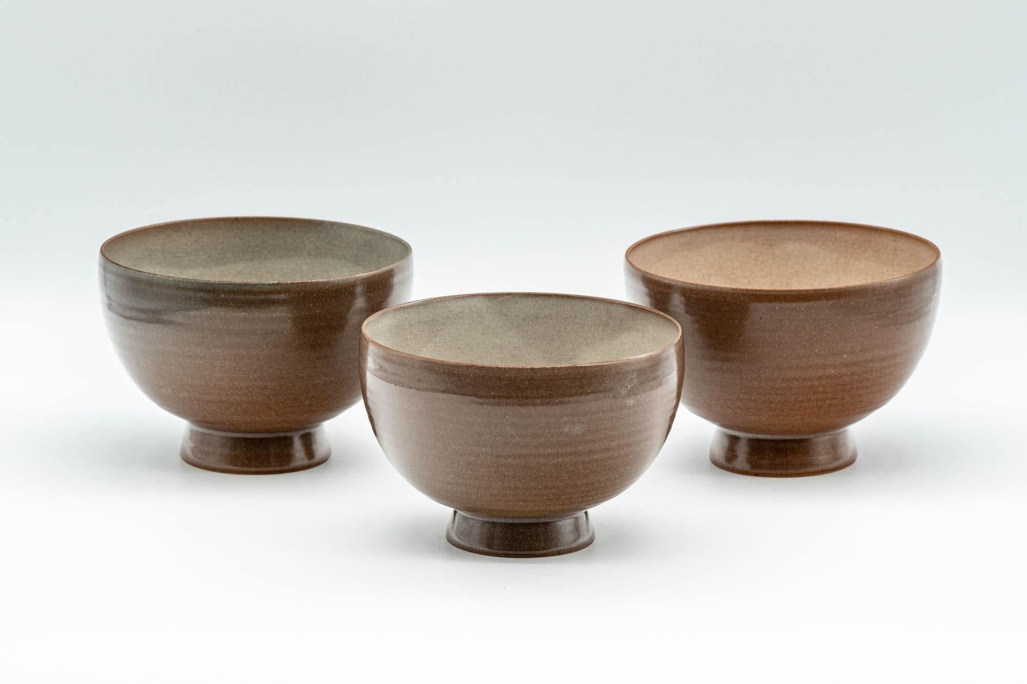 Japanese Teacups - Set of 3 Brown Glazed Lightweight Yunomi - 120ml - Tezumi