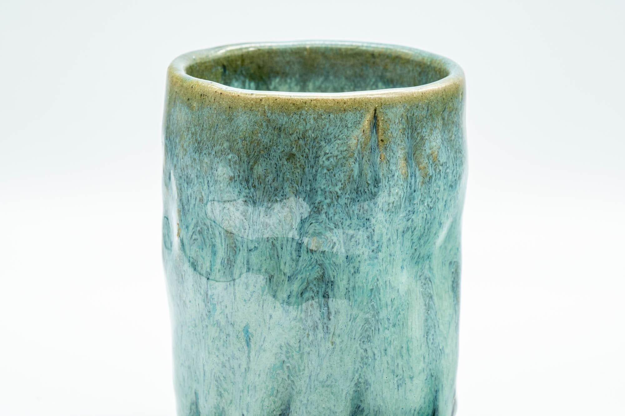 Japanese Teacup - Turquoise Indented Wabi-Sabi Yunomi - 160ml - Tezumi