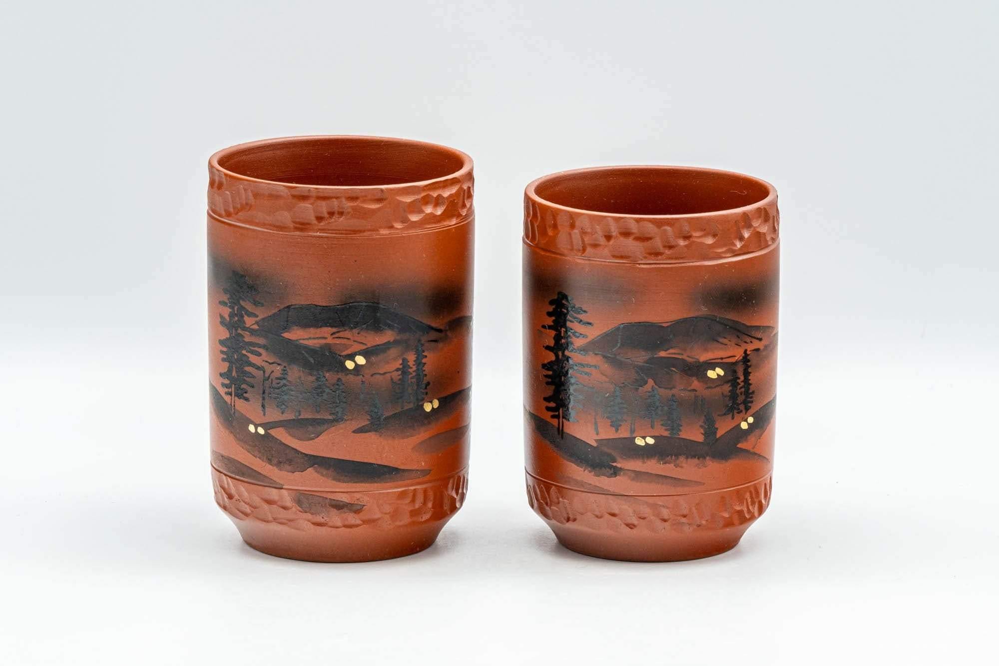 Japanese Teacups - Pair of Mountainous Tokoname-yaki Meoto Yunomi - Tezumi