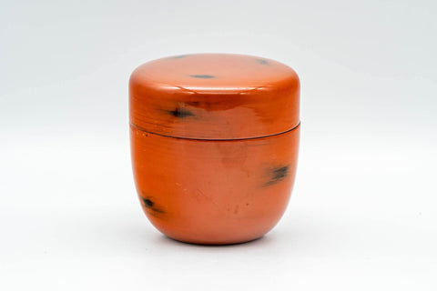 Japanese Natsume - Orange Black Spotted Matcha Tea Caddy - 100ml - Tezumi