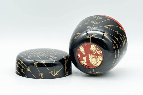 Japanese Natsume - Black Gold Urushi Lacquer Matcha Tea Caddy - 100ml - Tezumi