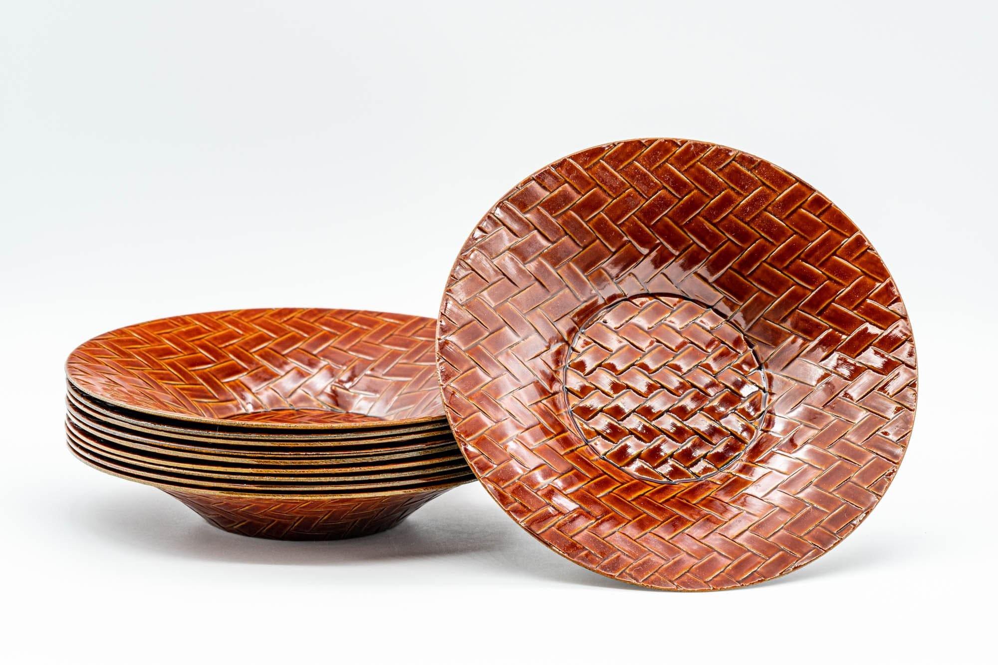 Japanese Chataku - Set of 10 Basket-Patterned Plastic Tea Saucers - Tezumi