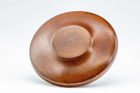 Tezumi — Japanese Chataku - Pair of Floral Wooden Tea Saucers — three-quarter view