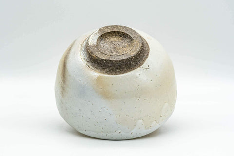 Japanese Matcha Bowl - White Textured Shino Drip-Glazed Wan-nari Chawan - 400ml - Tezumi