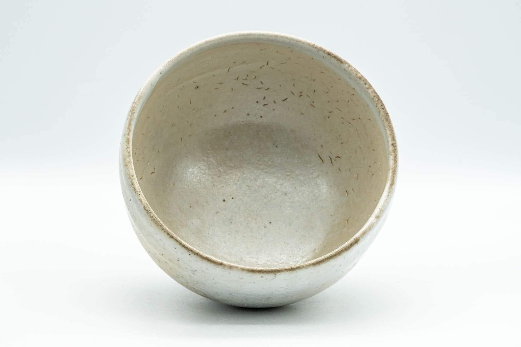 Japanese Matcha Bowl - White Textured Shino Drip-Glazed Wan-nari Chawan - 400ml - Tezumi