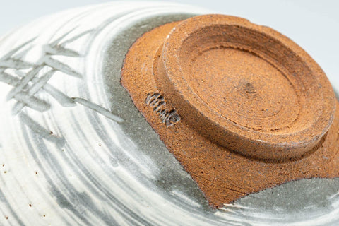 Japanese Matcha Bowl - Grey Hakeme Natsu Summer Chawan - 200ml - Tezumi