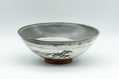 Japanese Matcha Bowl - Grey Hakeme Natsu Summer Chawan - 200ml - Tezumi