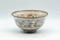 Tezumi — Japanese Matcha Bowl - Floral Mishima Grey White Glazed Chawan - 350ml — front view