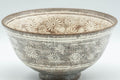 Tezumi — Japanese Matcha Bowl - Floral Mishima Grey White Glazed Chawan - 350ml — tipped to show the interior