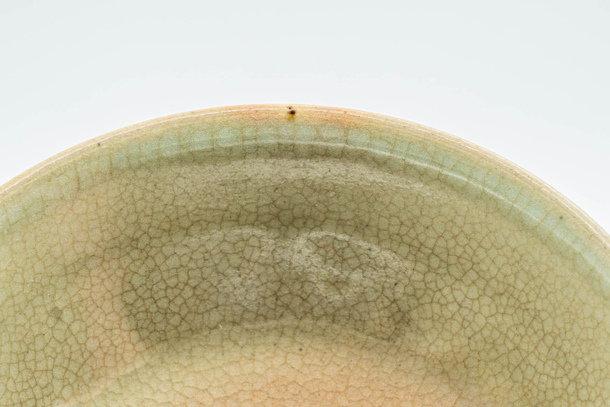 Japanese Matcha Bowl - 東峰 Crazed Celadon Glazed Hira-gata Mishima Chawan  - 200ml