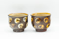 Tezumi — Japanese Teacups - Pair of Brown and Beige Spotted Yunomi - 150ml — front view from another angle