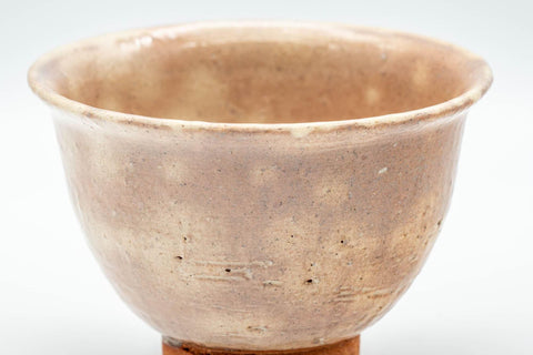 Tezumi — Japanese Teacup - Beige Gohonte Hagi-yaki Yunomi - 140ml — inverted showing the foot ring