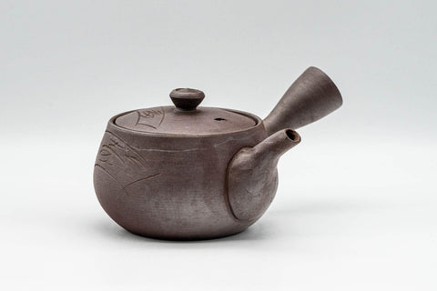 Tezumi — Japanese Kyusu - Engraved Geometric Banko-yaki Debeso Teapot - 200ml — side view with the lid and side handle