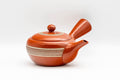 Tezumi — Japanese Kyusu - Engraved Yellow Striped Tokoname-yaki Teapot - 290ml — three-quarter view