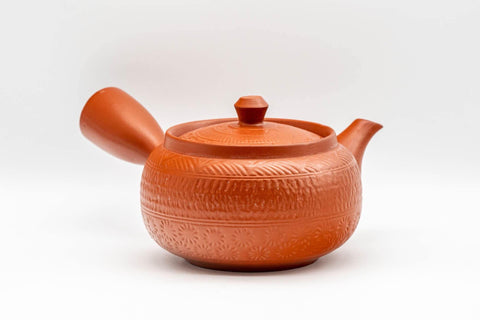 Japanese Kyusu - Floral Geometric Tokoname-yaki Teapot - 350ml - Tezumi