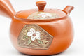 Japanese Kyusu - Floral Engraved Tokoname-yaki Debeso Teapot - 320ml - Tezumi