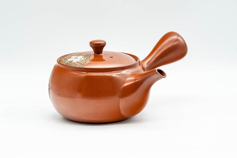 Japanese Kyusu - Floral Engraved Tokoname-yaki Debeso Teapot - 320ml - Tezumi