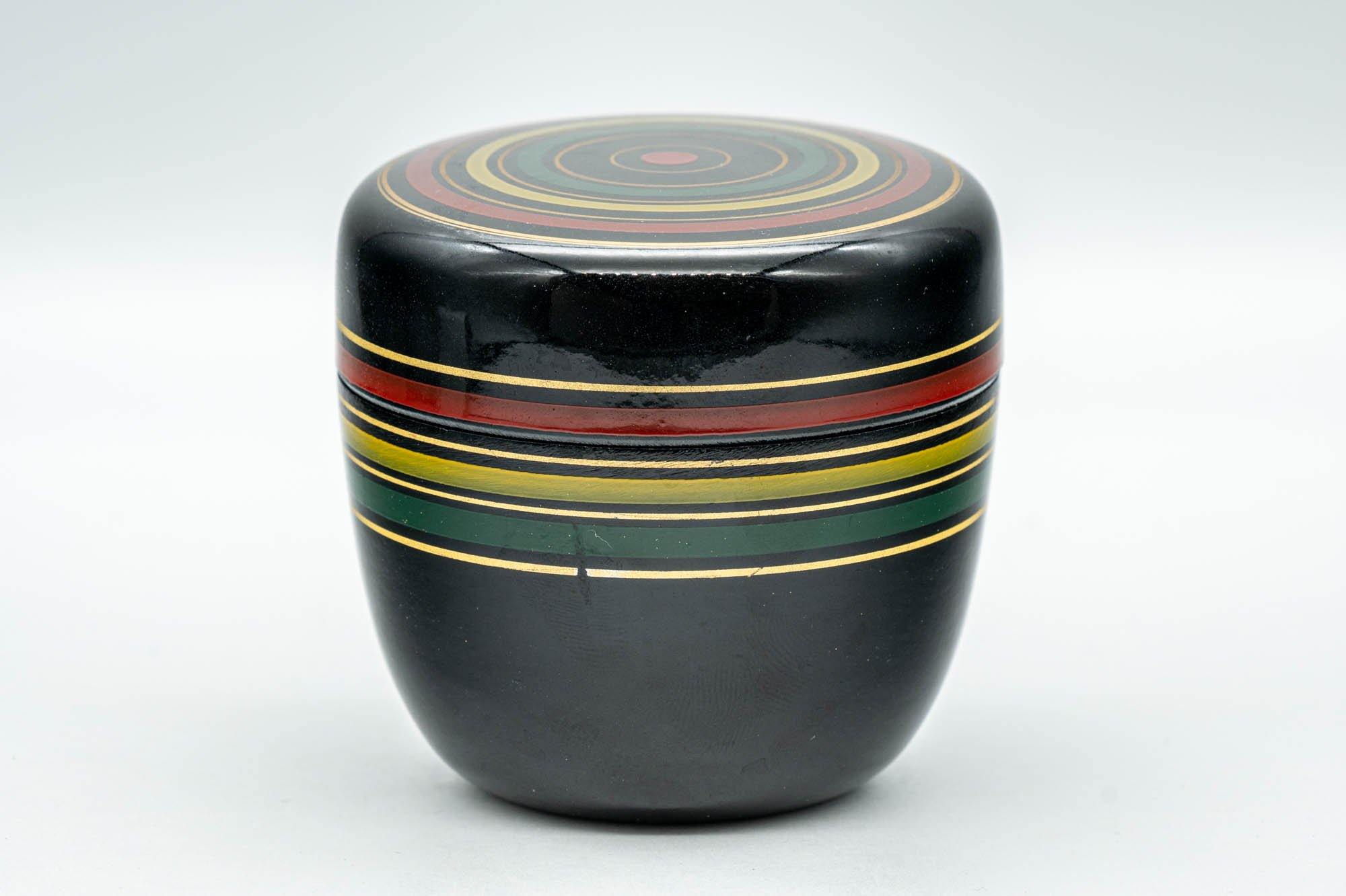 Japanese Natsume - Green, Red, and Yellow Striped Matcha Caddy - 100ml - Tezumi