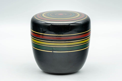 Japanese Natsume - Green, Red, and Yellow Striped Matcha Caddy - 100ml - Tezumi