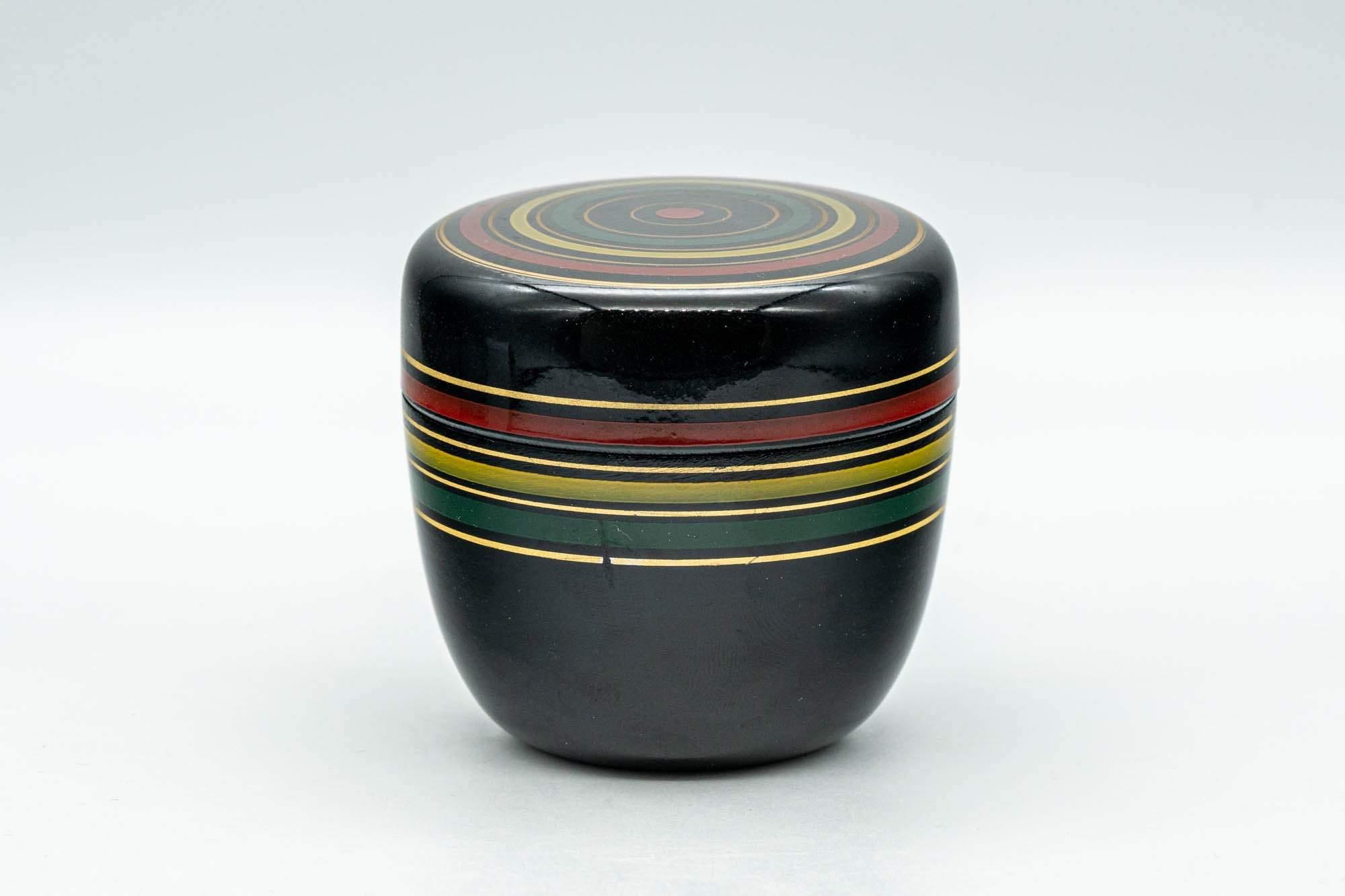 Japanese Natsume - Green, Red, and Yellow Striped Matcha Caddy - 100ml - Tezumi