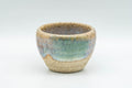 Tezumi — Japanese Teacup - Green and White Glazed Guinomi - 25ml — tipped to show the interior