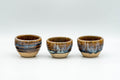 Tezumi — Japanese Teacups - Set of 3 Blue Drip-Glazed Guinomi - 25ml — front view
