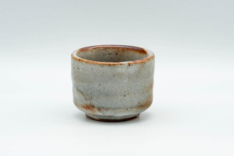 Tezumi — Japanese Teacup - Orange Milky White Shino Glazed Guinomi - 50ml — front view from another angle