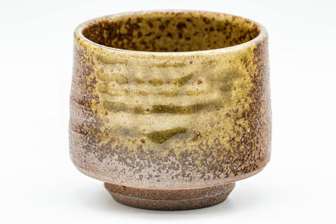 Tezumi — Japanese Teacup - Ash Glazed Shigaraki-yaki Guinomi - 50ml — tipped to show the interior